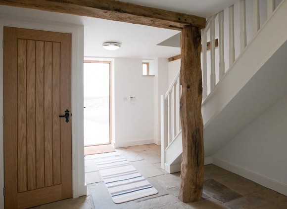 The entrance to this holiday cottage shows off the mix of traditional and contemporary features.