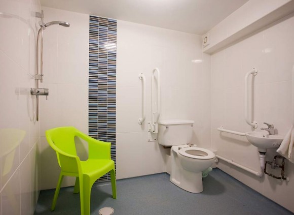 Wet room with Doc-M pack for disabled users.